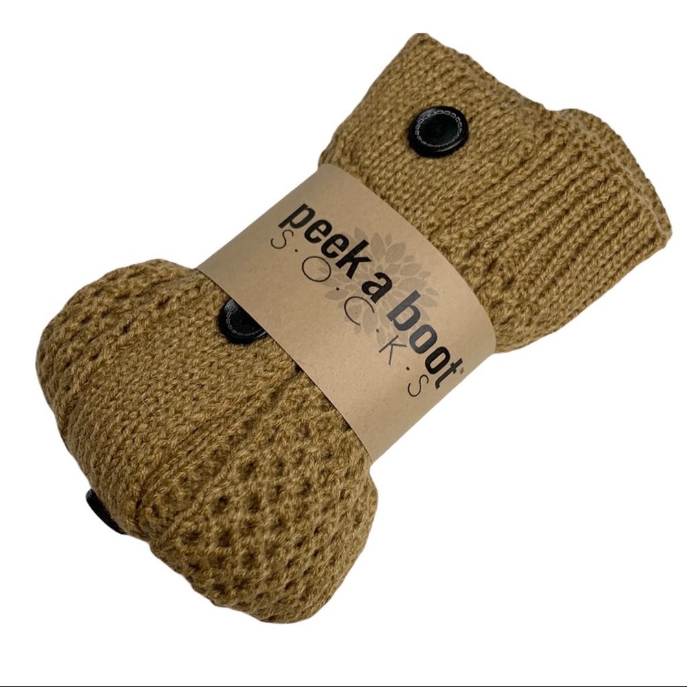 Peek a Boot handwoven knit tan socks